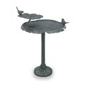 Rickis Rugs Bird Chat on Lotus Birdbath & Bird Feeder Sculpture RI2490966
